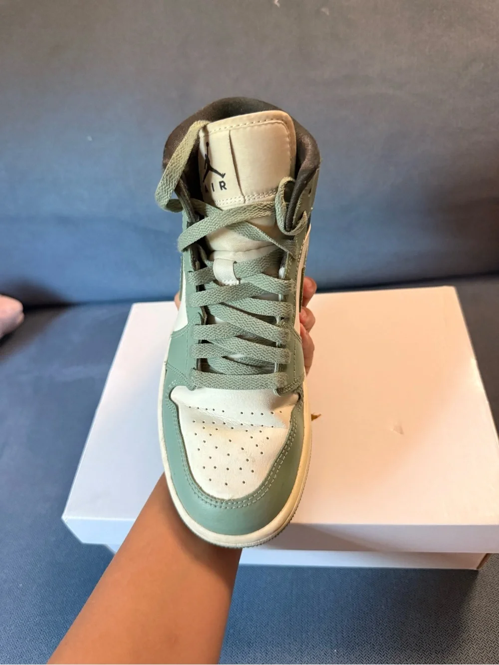 Nike Air Jordan 1 Mid Sage Green, Cream & Black